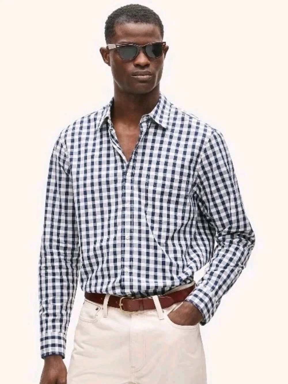 J.Crew Performance Slim Untucked Button Up Shirt Long Sleeve Gingham Mens Size M